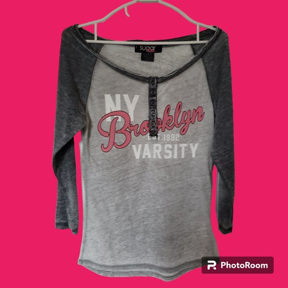 NY Brooklyn Varsity T-shirt L/S Cotton/Poly Medium - Picture 1 of 4